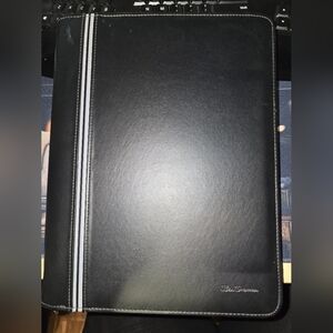 Black Faux Leather Zip-Around Padfolio by Ben Sherman